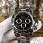Perfect Replica Carved Rolex Daytona Black Tattoo Bezel Black Roman Dial 40mm Watch
